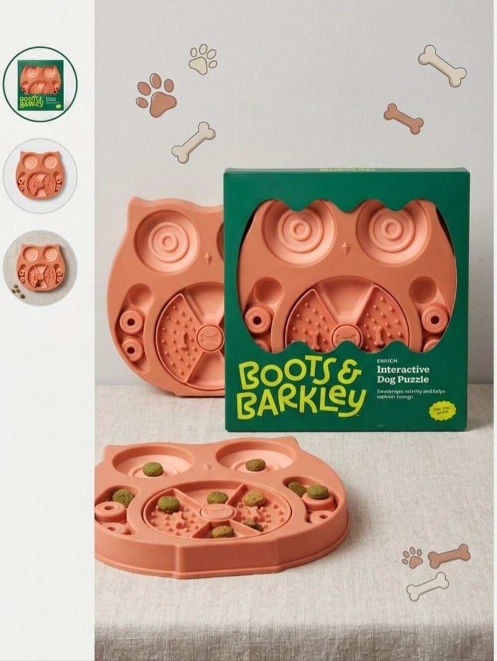 ✨️ Nwt Boots & Barkley Owl Shaped Interactive Dog Puzzle Toy Food Tray Activity